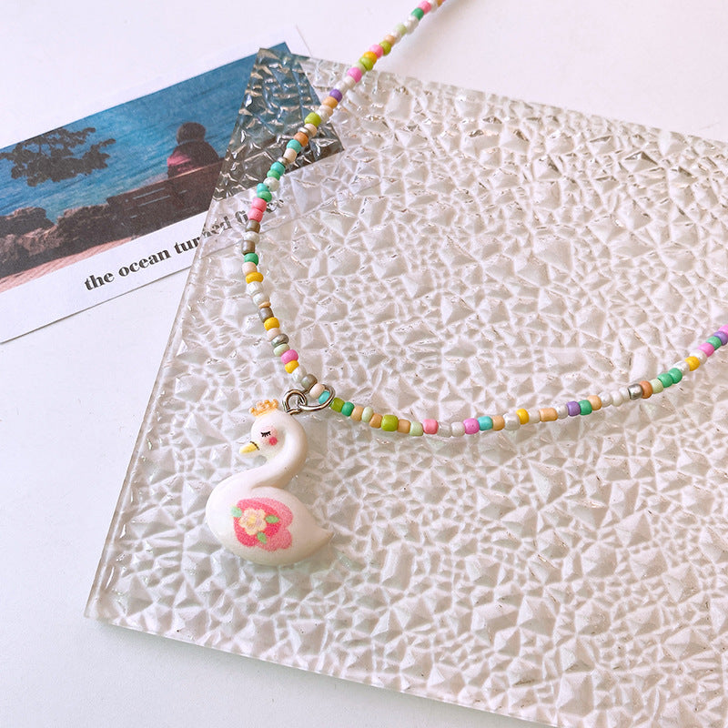 Cute Children’s Butterfly Heart Clavicle Necklace Dopamine Girl Jewelry