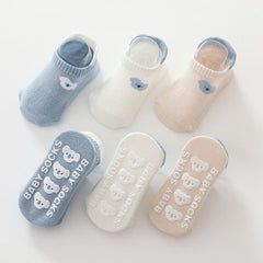 Kid Embroidered Pattern Color Matching Design Non-Slip Socks 1 Lot =3 Pairs