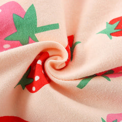 Summer Arrival Strawberry Fruits Pattern Short Sleeves Dress for Stylish Girls