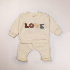 Baby LOVE Graphic Hoodies Combo Pants Kids Valentine's Day Sets