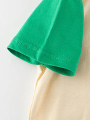 Boys's Cartoon Dinosaur Print Color Patchwork Short Sleeves T-Shirt In European And American Style