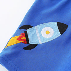 Summer Arrival Kids Boys Cotton Casual Style Cartoon Rocket Pattern Shorts