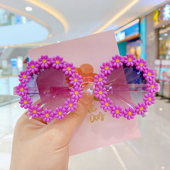 Girls Lovely Sunflower Round Frame Sunglasses