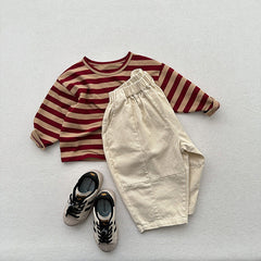 Spring Children Korean Style Casual Trousers For Boys And Girls, Mountain Style Cross-Cut Seam Radish Pants