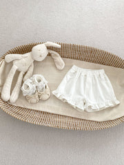 Summer Baby Girl Solid Color Ruffle Trim Denim Shorts