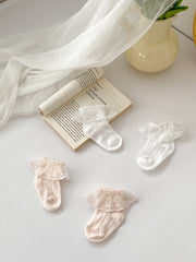 Pairs Summer Thin Breathable Socks For Girls: Baby Girls Princess Socks With Lace Trim