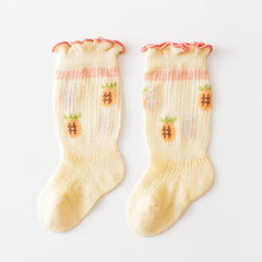 Baby Girl Floral Print Pattern Mesh Breathable High Tube Socks