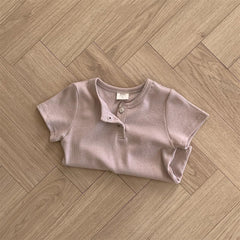 Summer Arrival Kids Unisex Crew Neck Short Sleeves Thin Solid Color Elastic Top Base T-Shirt