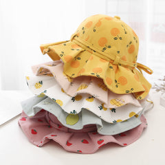 Baby Girl Floral Print Adjustable Design Sunshade Bucket Hats