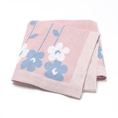 Knitted Beautiful Flower Soft Baby Blanket, Perfect For Newborn Boys And Girls