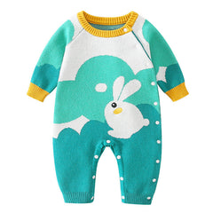 Autumn Rabbit Pattern Handknit Quality Romper