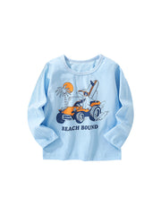 Toddler Boy Cartoon Pattern Crewneck Casual Shirts