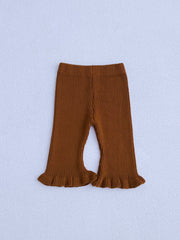 Spring Baby Girls Elastic Flared Knit Floral Lace Pants