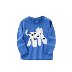Autumn and Spring Arrival Animals Cartoon Pattern Long Sleeves Top for Stylish Boys