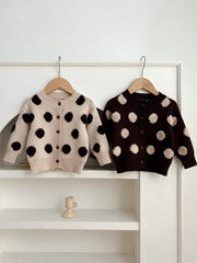 Children Polka Dots Knitted Cardigan For Spring Boys And Girls Sweater