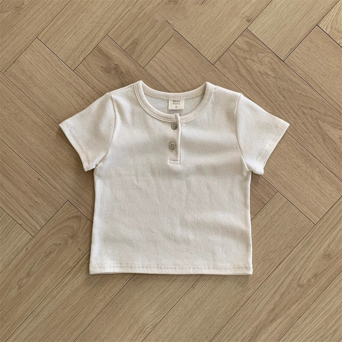 Summer Arrival Kids Unisex Crew Neck Short Sleeves Thin Solid Color Elastic Top Base T-Shirt