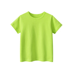 Hot Selling Baby Kids Unisex Solid Color Green T-Shirt In European And American Style