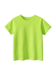 Hot Selling Baby Kids Unisex Solid Color Green T-Shirt In European And American Style