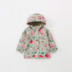 Baby Girl Flower And Fruit Pattern Zipper Design Beautiful Coat Windbreaker