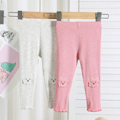 Autumn Arrival Elastic Baby Kids Girls Teddy Bear Pattern Cute Pants
