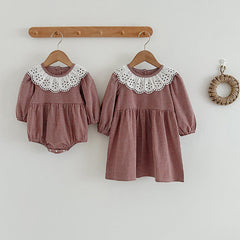 Fashion Lace Collar Long Sleeve Baby Onesies OR Girl Dress