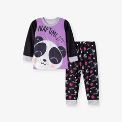 MyKids-USA Spring and Autumn Baby Kids Girls Panda Cartoon Pattern Casual Pajamas Set