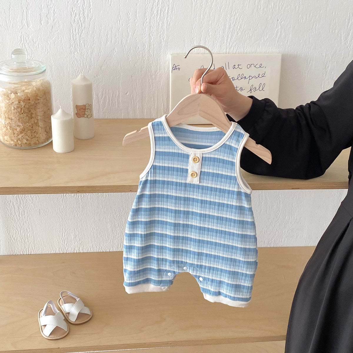 Summer Arrival Baby Unisex Casual Striped Sleeveless Rompers