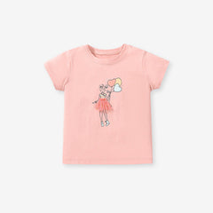 Girls Lady Print T-Shirt In European And American Style For Summer