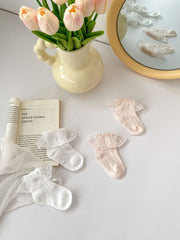 Pairs Summer Thin Breathable Socks For Girls: Baby Girls Princess Socks With Lace Trim