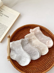 Pairs Summer Super Thin Breathable Socks For Girls: Baby Girls Floral Pattern Socks