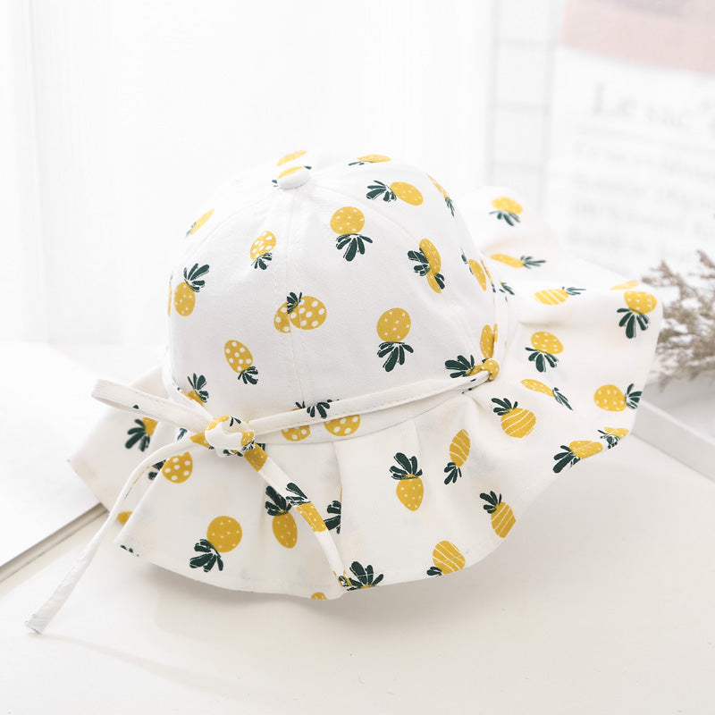 Baby Girl Floral Print Adjustable Design Sunshade Bucket Hats